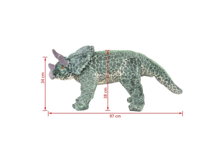 Stående leksaksdinosaurie triceratops plysch grön XXL - Grön - Barn & bebis - Barnrumsinredning & leksaker