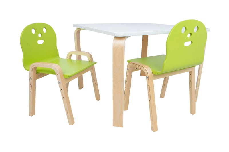 HAPPY Barnbord 2 Stollla Vit/Grön - Barn & bebis - Barnmöbler - Barnbord - Aktivitetsbord - Lekbord