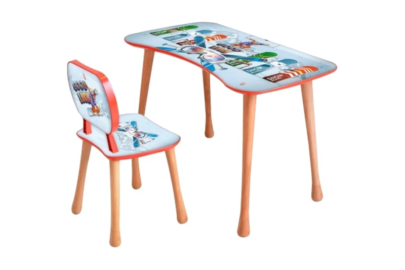 BARNSKRIVBORD Set Skatebord 60 cm Blå/Natur - Blå/Natur - Barn & bebis - Barnmöbler - Barnbord - Skrivbord barn
