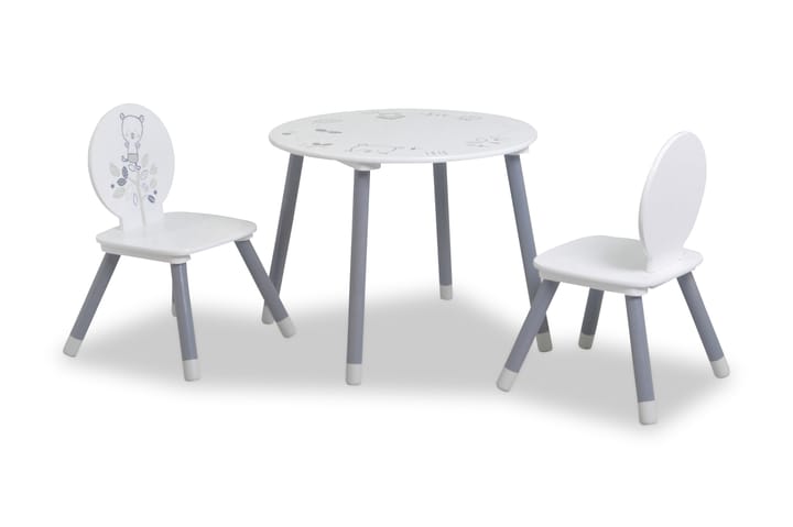 BEAR Bord + 2 stolar Vit/Grå - Vit - Barn & bebis - Barnmöbler - Barnbord