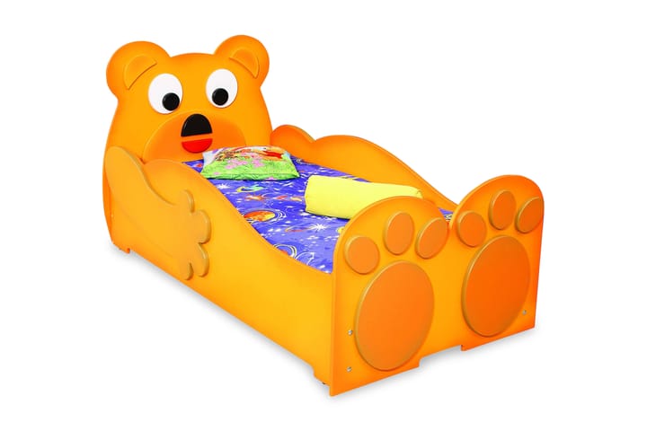 AMINO Barnsäng Teddybjörn inkl Madrass Orange - Orange - Barn & bebis - Barnmöbler - Barnsäng & juniorsäng