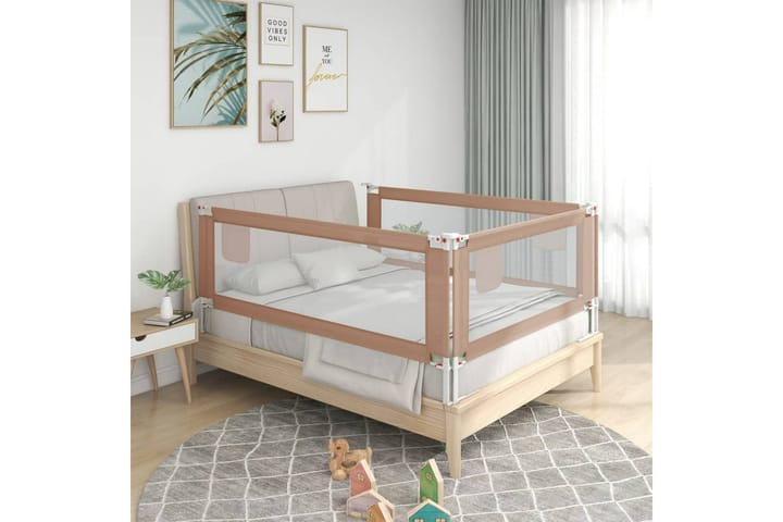 Sängskena för barn taupe 190x25 cm tyg - Brun - Barn & bebis - Barnmöbler - Barnsängar & juniorsängar