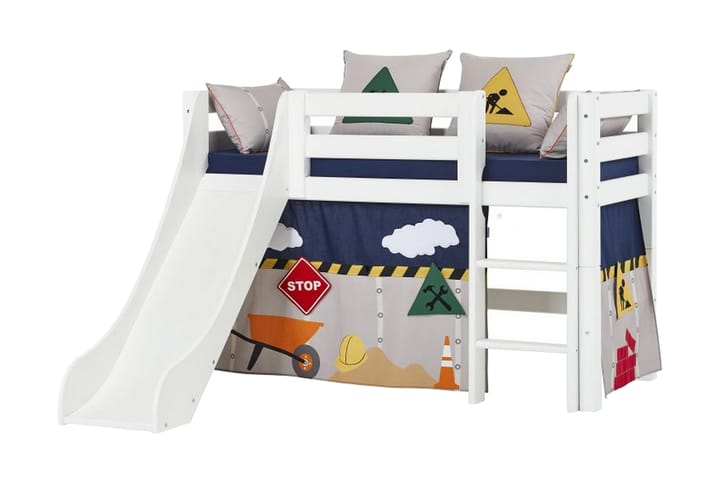 STENEBO Säng med stege och rutschkana 169 cm Vit - Barn & bebis - Barnmöbler - Barnsängar & juniorsängar