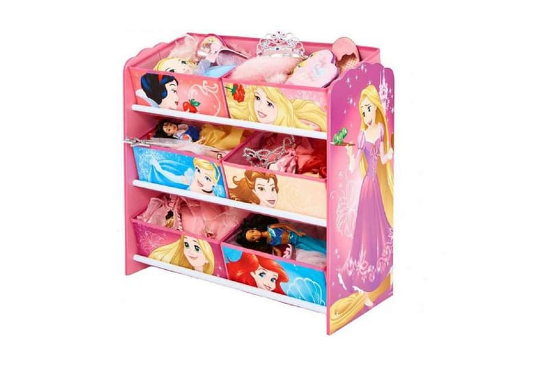 Disney Prinsessor, Hylla m. 6 tyglådor - Flerfärgad - Barn & bebis - Förvaring barnrum - Hylla barnrum - Bokhylla barn