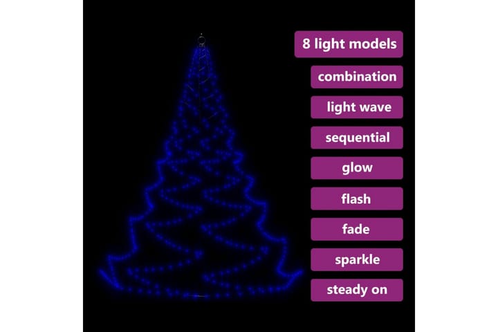 Hängande julgran med metallkrok 260 blå LED 3 m inne/ute - Belysning - Julbelysning