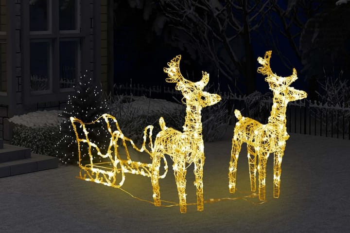 Juldekoration renar & släde 160 LED 130 cm akryl - Vit - Belysning - Julbelysning - Julbelysning utomhus