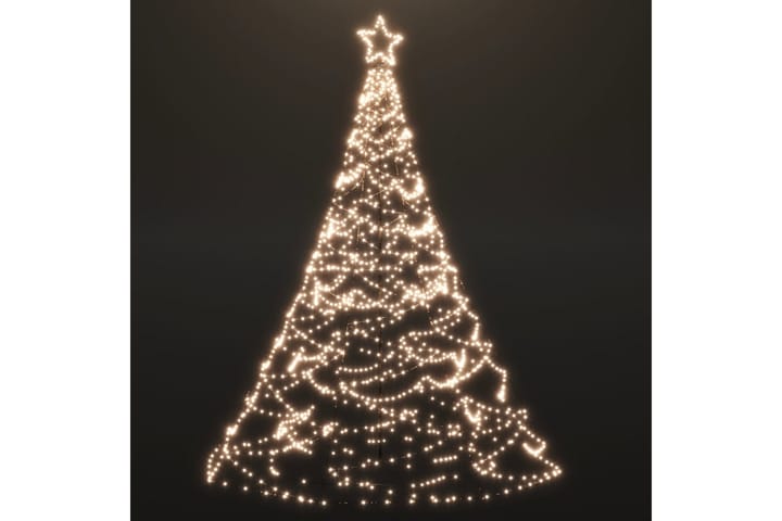 Julgran med metallstång 500 LED varm vit 3 m - Vit - Belysning - Julbelysning