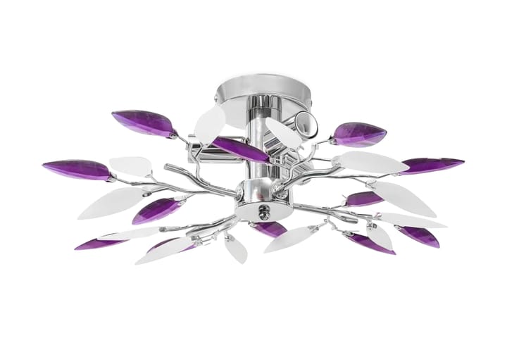 Taklampa med kristallöv i vitt & lila för 3 glödlampor E14 - Flerfärgad - Belysning - Inomhusbelysning & lampor - Taklampor & takbelysning - Kökslampa & pendellampa