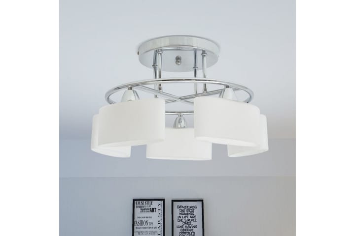 Taklampa med ovala glasskärmar för 5 E14-lampor 200 W - Vit - Belysning - Inomhusbelysning & lampor - Taklampor & takbelysning - Kökslampa & pendellampa