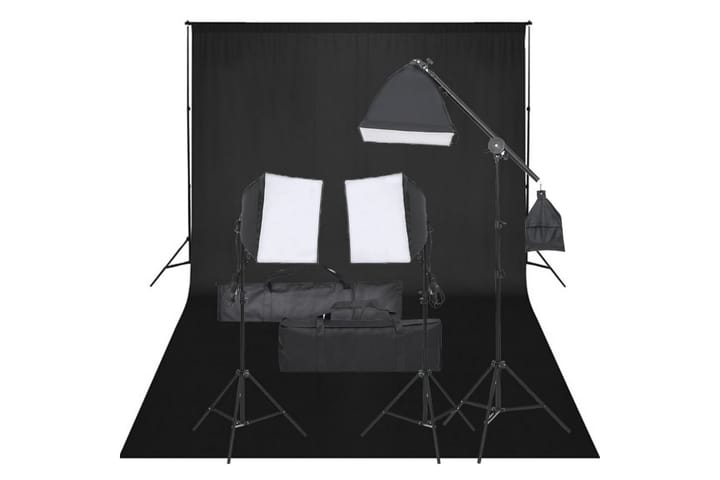 Fotostudio med lampor och bakgrund - Svart - Belysning - Ljuskällor & glödlampor - Arbetsbelysning - Fotobelysning & studiobelysning