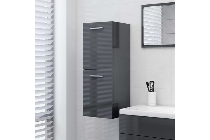 Badrumsskåp grå högglans 30x30x80 cm spånskiva - Grå - Förvaring - Badrumsförvaring & förvaring tvättstuga - Badrumsskåp