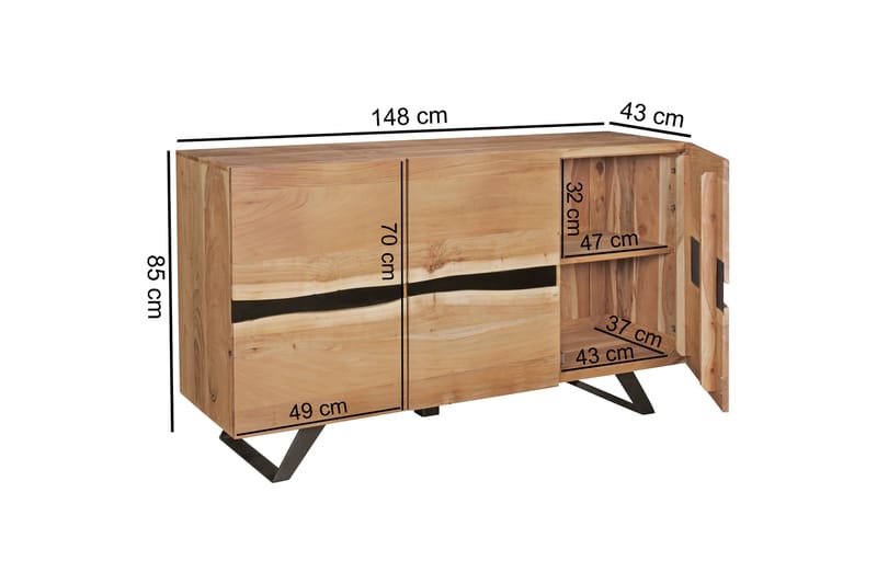 COSCIA Sideboard 148x43 cm Brun - Förvaring - Förvaringsmöbler - Skänkar & sideboards