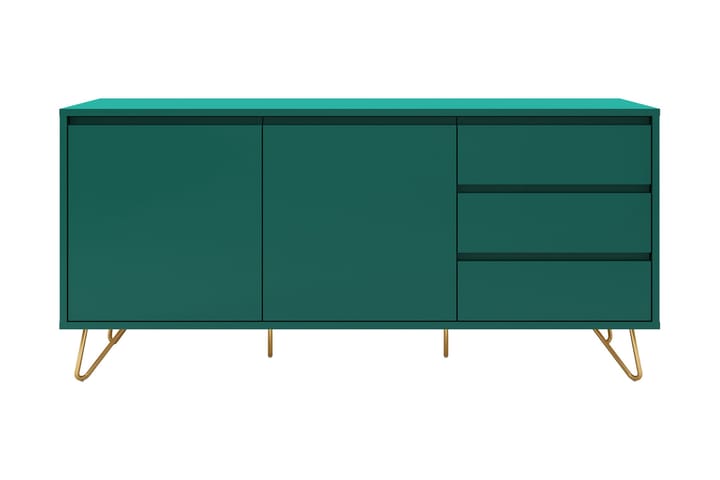 PIATTI Sideboard 40x150 cm 2 Dörrar+3 Lådor Grön/Mässsing - Grön|Guld - Förvaring - Förvaringsmöbler - Skänkar & sideboards