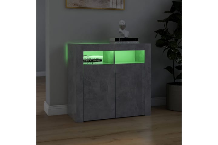 Skänk med LED-belysning betonggrå 80x35x75 cm - Betonggrå - Förvaring - Förvaringsmöbler - Skänkar & sideboards