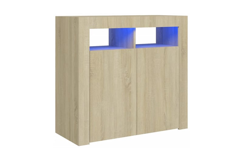 Skänk med LED-belysning sonoma-ek 80x35x75 cm - Brun - Förvaring - Förvaringsmöbler - Skänkar & sideboards