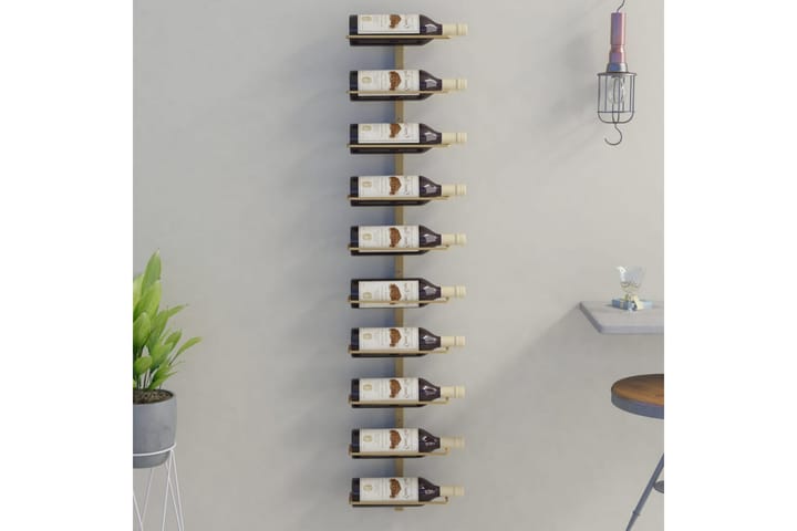 Väggmonterat vinställ för 10 flaskor guld metall - Guld - Förvaring - Hyllor - Förvaringshylla - Vinställ & vinhylla