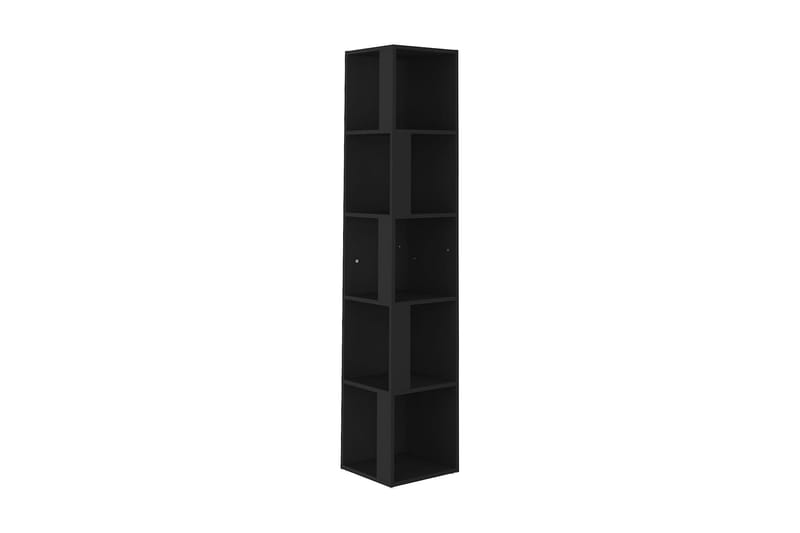 Hörnhylla svart 33x33x164,5 cm spånskiva
