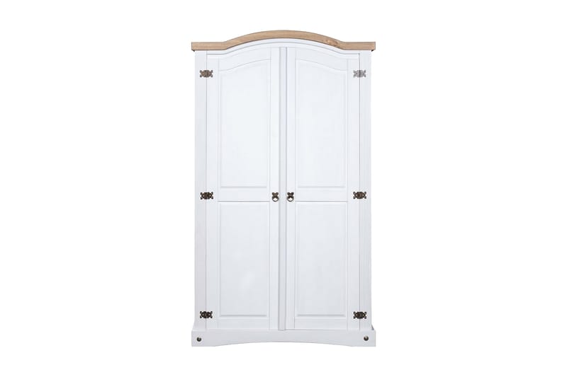 Garderob i mexikansk coronastil furu 2 dörrar vit - Vit - Förvaring - Skor & klädförvaring - Garderober & garderobssystem