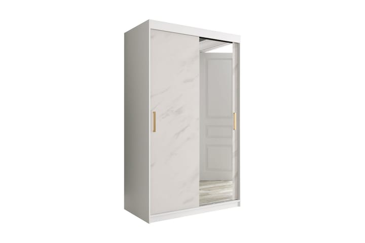 MARMUL Garderob med Spegel 120  cm Marmormönster Vit/Guld - Förvaring - Skor & klädförvaring - Garderober & garderobssystem