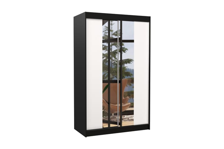 MARSAN Garderob med Spegel 120x200 cm Svart/Vit