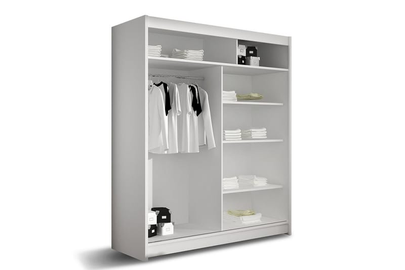 POLLY Garderob Skjutdörrar Delad Spegel Vit - Vit - Förvaring - Skor & klädförvaring - Garderober & garderobssystem
