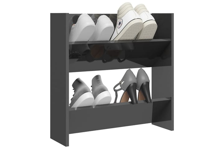 Väggmonterat skoställ grå högglans 60x18x60 cm spånskiva - Grå högglans - Förvaring - Skor & klädförvaring - Skoförvaring