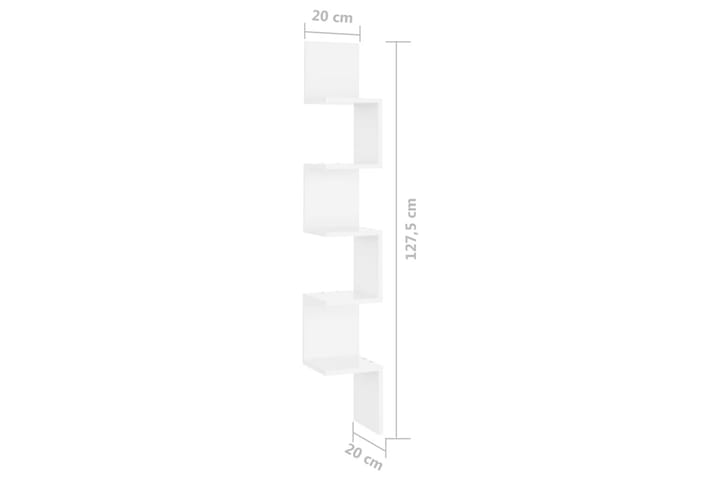 Vägghylla hörn vit högglans 20x20x127,5 cm spånskiva - Vit högglans - Förvaring - Köksförvaring - Kökshylla