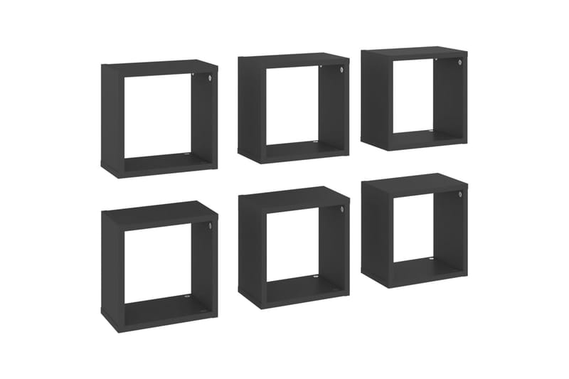 Vägghylla kubformad 6 st grå 26x15x26 cm - Grå - Förvaring - Köksförvaring - Kökshylla