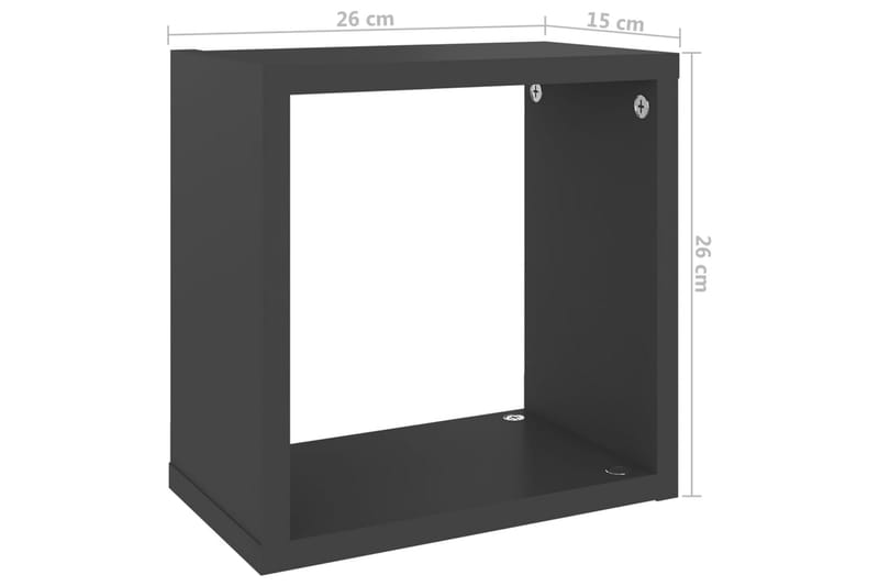 Vägghylla kubformad 6 st grå 26x15x26 cm - Grå - Förvaring - Köksförvaring - Kökshylla
