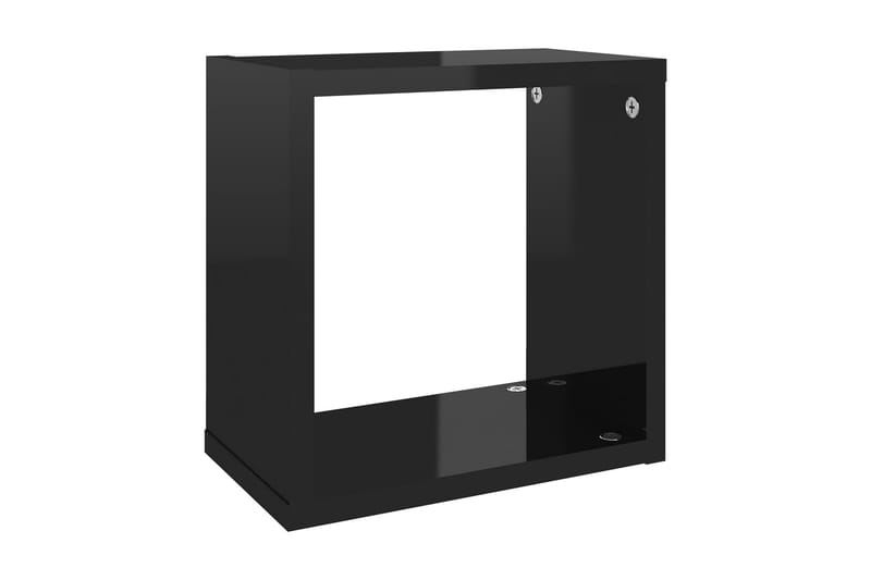Vägghylla kubformad 6 st svart högglans 26x15x26 cm - Svart - Förvaring - Köksförvaring - Kökshylla