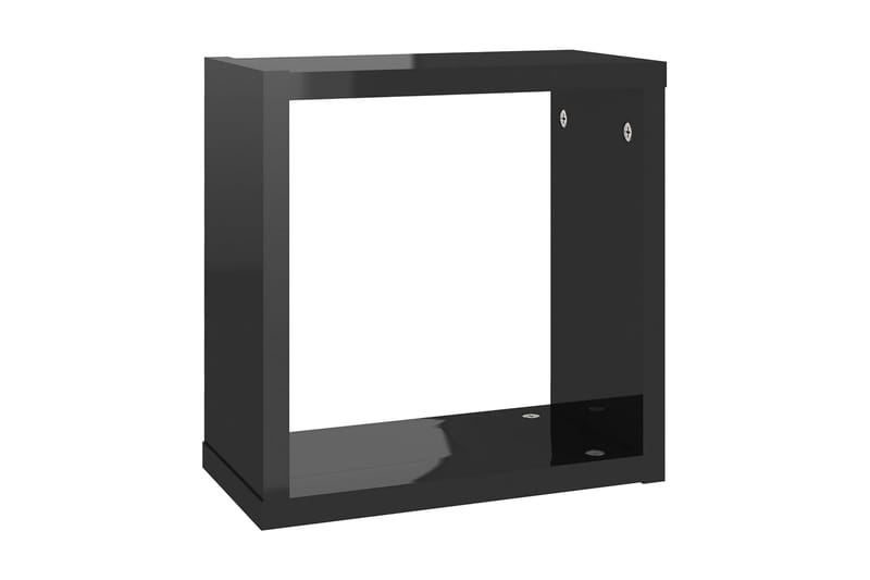 Vägghylla kubformad 6 st svart högglans 30x15x30 cm