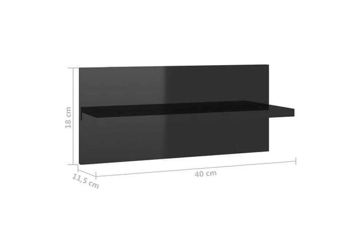 Vägghyllor 4 st svart högglans 40x11,5x18 cm - Svart - Förvaring - Köksförvaring - Kökshylla