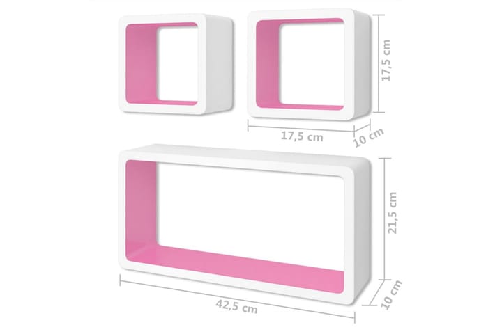 Vägghyllor kub 6 st vit och rosa - Rosa - Förvaring - Köksförvaring - Kökshylla