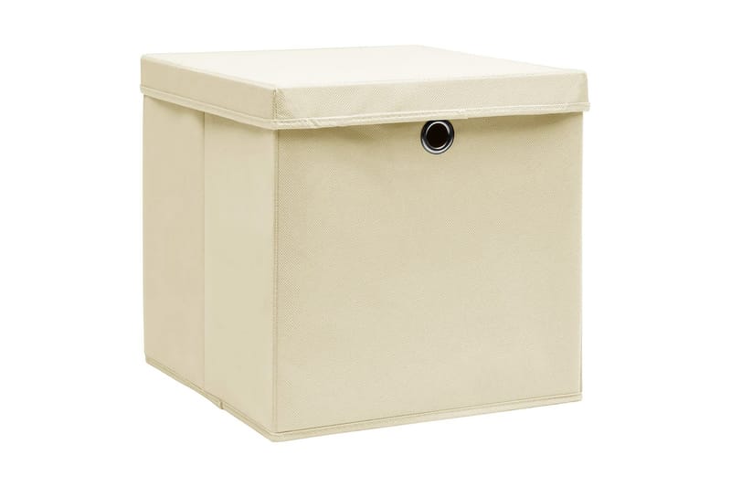 Förvaringslådor med lock 4 st 28x28x28 cm gräddvit - Kräm - Förvaring - Småförvaring - Förvaringslådor