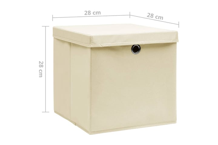 Förvaringslådor med lock 4 st 28x28x28 cm gräddvit - Kräm - Förvaring - Småförvaring - Förvaringslådor