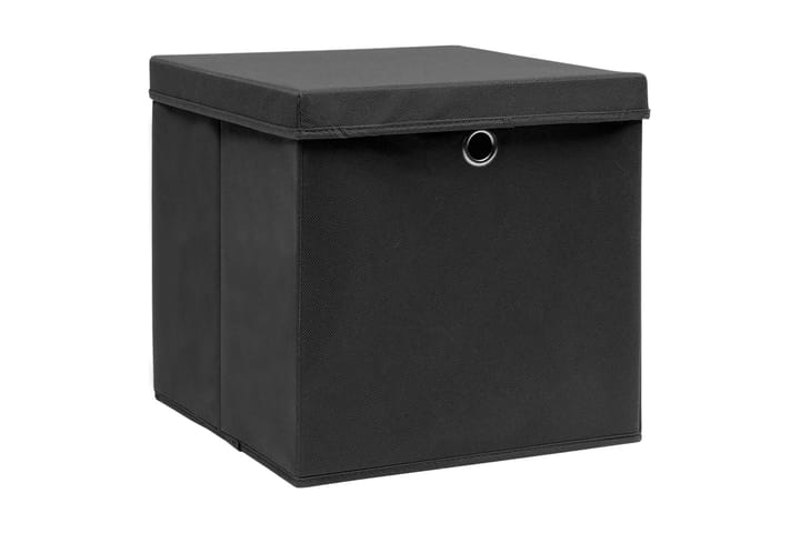 Förvaringslådor med lock 4 st 28x28x28 cm svart
