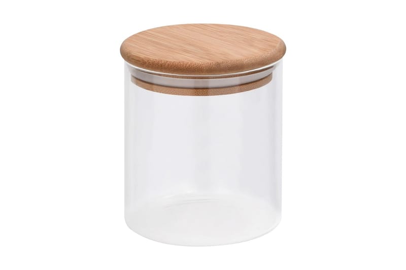 Förvaringsburkar i glas med bambulock 6 st 600 ml - Transparent - Möbler - Sovrum - Sängbord
