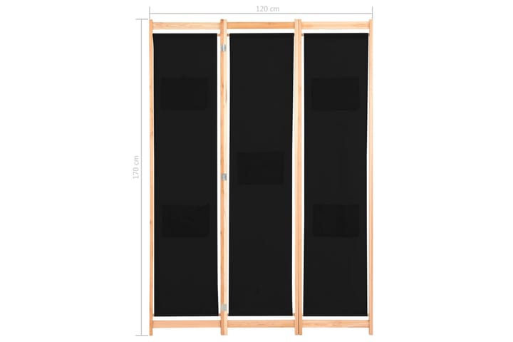Rumsavdelare 3 paneler 120x170x4 cm svart tyg - Inredning & dekor - Dekor & inredningsdetaljer - Rumsavdelare