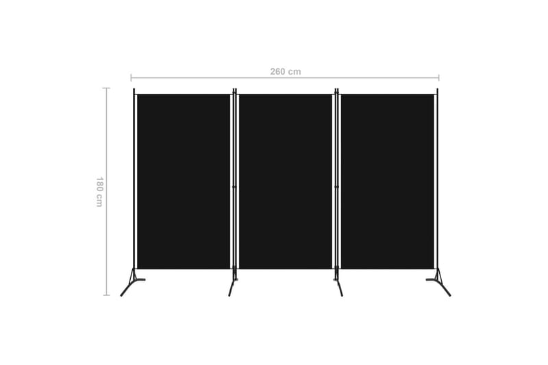 Rumsavdelare 3 paneler svart 260x180 cm - Svart - Inredning & dekor - Dekor & inredningsdetaljer - Rumsavdelare