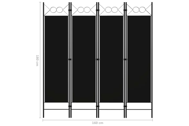 Rumsavdelare 4 paneler svart 160x180 cm - Svart - Inredning & dekor - Dekor & inredningsdetaljer - Rumsavdelare