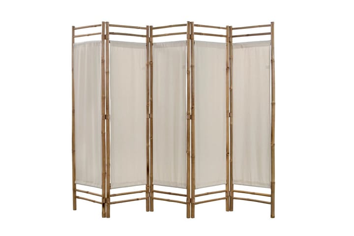 Rumsavdelare 5 paneler hopfällbar bambu och kanvas 200 cm - Vit - Inredning & dekor - Dekor & inredningsdetaljer - Rumsavdelare