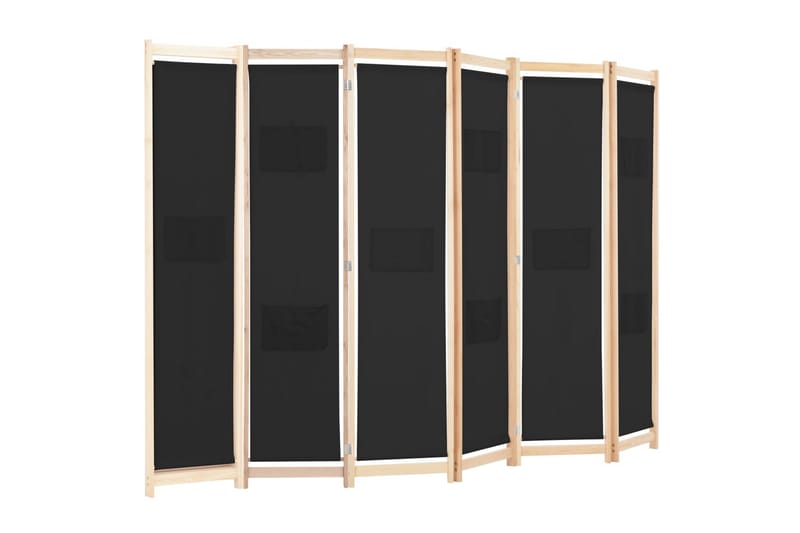 Rumsavdelare 6 paneler 240x170x4 cm svart tyg - Svart - Inredning & dekor - Dekor & inredningsdetaljer - Rumsavdelare