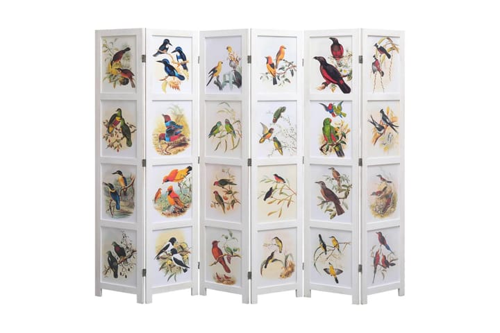 Rumsavdelare 6 paneler vit 210x165 cm fåglar - Vit - Inredning & dekor - Dekor & inredningsdetaljer - Rumsavdelare