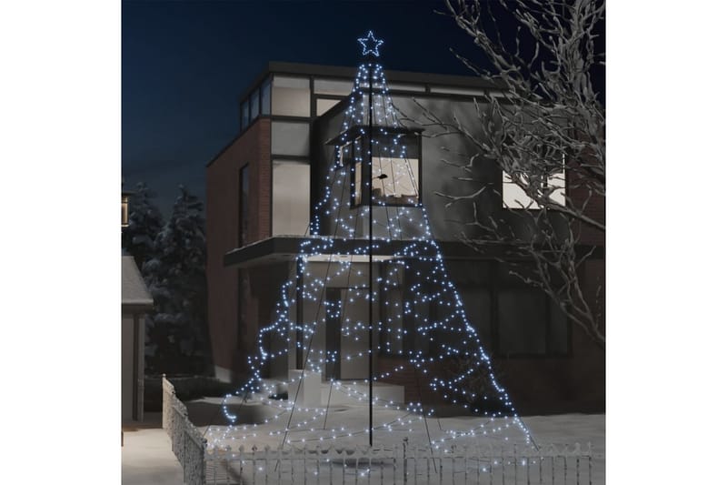 Julgran med metallstång 1400 LED kallvit 5 m