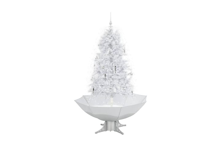 Julgran med snö och paraplybas vit 170 cm