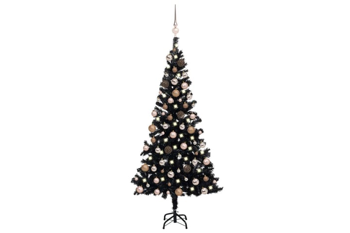 Plastgran med LED och julgranskulor svart 180 cm PVC - Inredning & dekor - Julpynt & helgdekoration - Julpynt & juldekoration - Plastgran