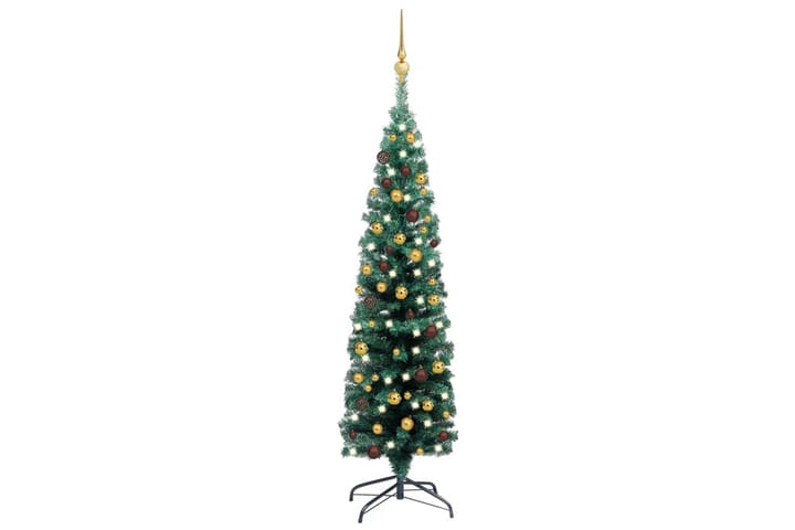 Smal plastgran med LED och julgranskulor grön 120 cm - Inredning & dekor - Julpynt & helgdekoration - Julpynt & juldekoration - Plastgran