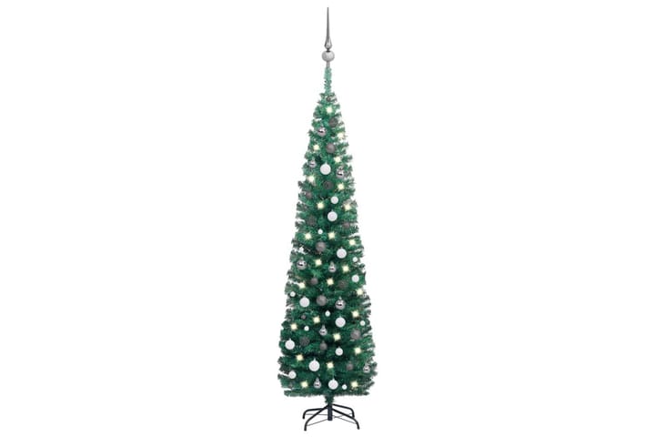 Smal plastgran med LED och julgranskulor grön 210 cm - Inredning & dekor - Julpynt & helgdekoration - Julpynt & juldekoration - Plastgran