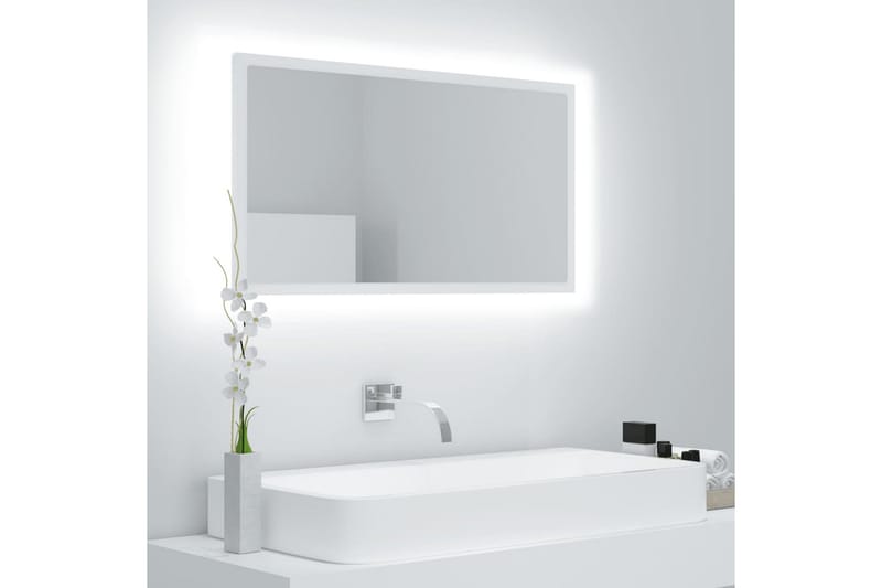 Badrumsspegel med LED vit 80x8,5x37 cm spånskiva - Vit - Inredning & dekor - Speglar - Badrumsspegel