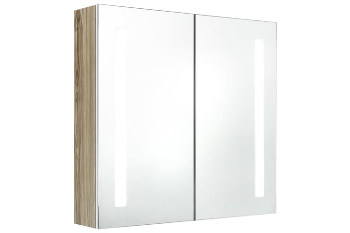 Badrumsskåp med spegel LED vit och ek 62x14x60 cm - Vit - Inredning & dekor - Speglar - Spegelmöbler - Spegelskåp